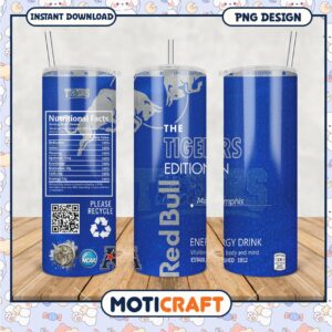 Limited Edition Memphis Tigers Red Bull Tumbler PNG Design