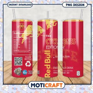 Limited Edition Iowa State Cyclones Red Bull Tumbler PNG
