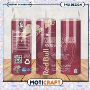 Limited Edition Florida State Seminoles Red Bull Tumbler PNG