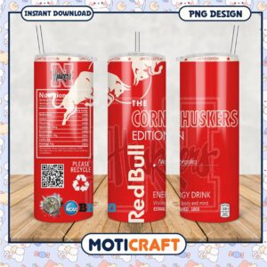 Limited Edition Cornhuskers Red Bull Tumbler PNG Design