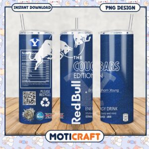 Limited Edition BYU Cougars Red Bull Tumbler PNG Design