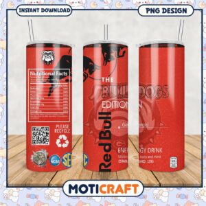 Limited Edition Bulldogs Red Bull Tumbler PNG Design
