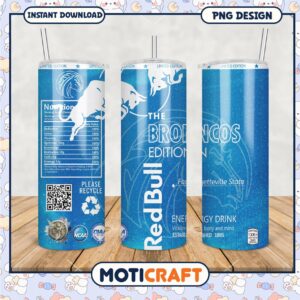 Limited Edition Broncos Energy Drink Tumbler PNG Design