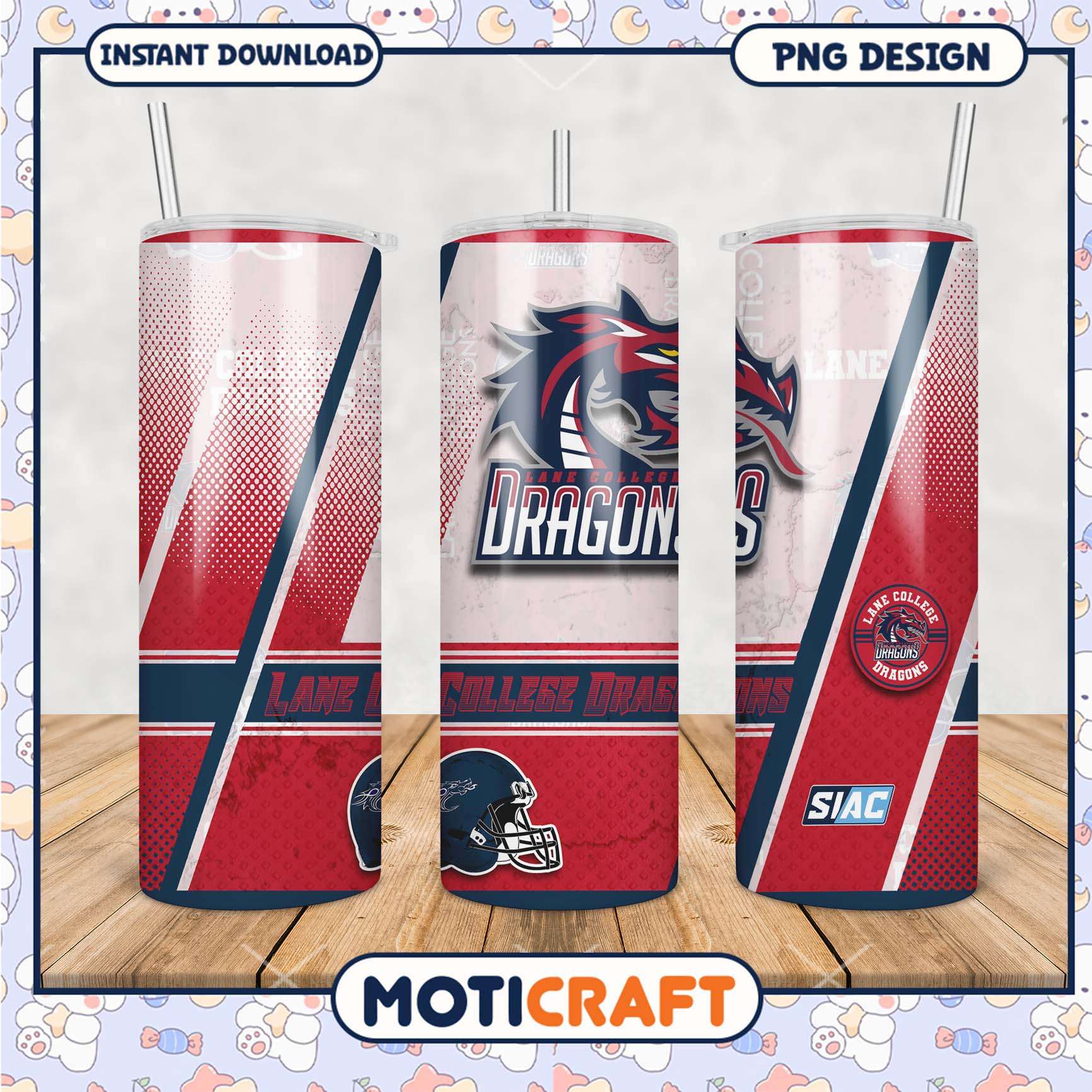 Lane College Dragons Tumbler Design PNG for Fans Lane College Dragons Tumbler Design PNG for Fans