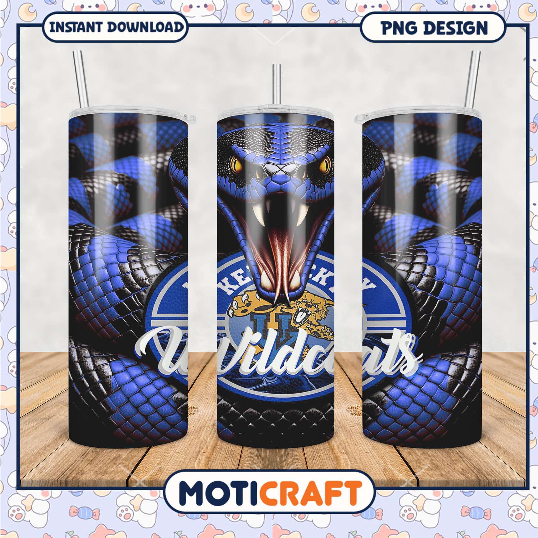 Kentucky Wildcats Tumblers with Fierce Snake Design PNG Kentucky Wildcats Tumblers with Fierce Snake Design PNG