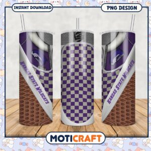 Kansas State Wildcats Tumbler Design Purple Checker PNG