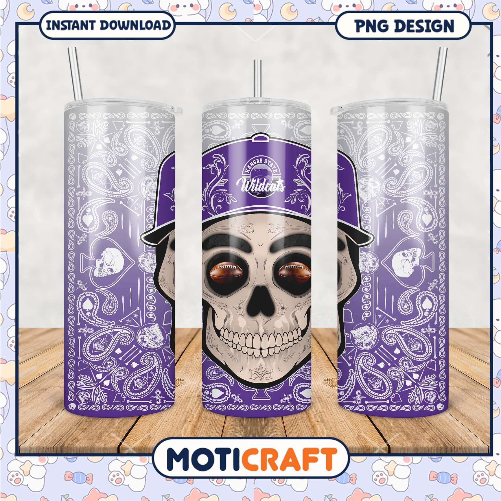 Kansas State Wildcats Skull Tumbler Design PNG File Kansas State Wildcats Skull Tumbler Design PNG File