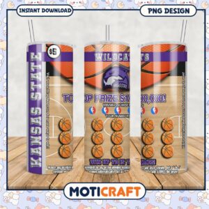 Kansas State Wildcats Basketball Tumbler Design PNG File