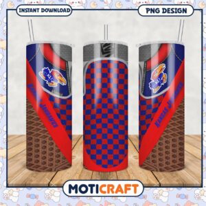 Kansas Jayhawks Tumbler Design Vibrant Red and Blue Pattern