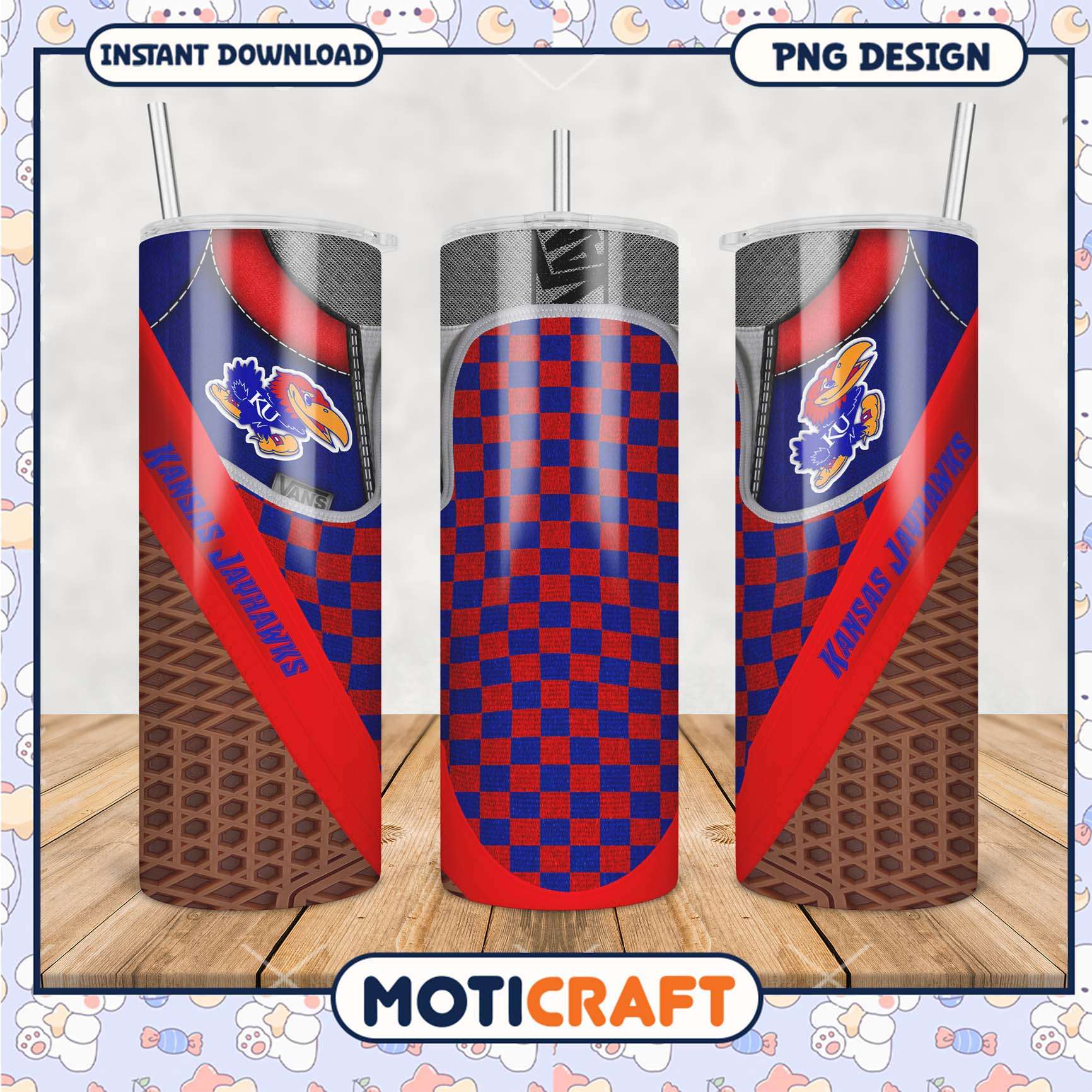 Kansas Jayhawks Tumbler Design Vibrant Red and Blue Pattern Kansas Jayhawks Tumbler Design Vibrant Red and Blue Pattern