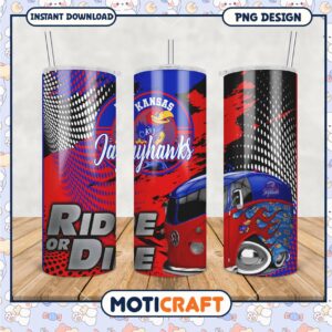Kansas Jayhawks Ride or Die Tumbler PNG Graphic Design