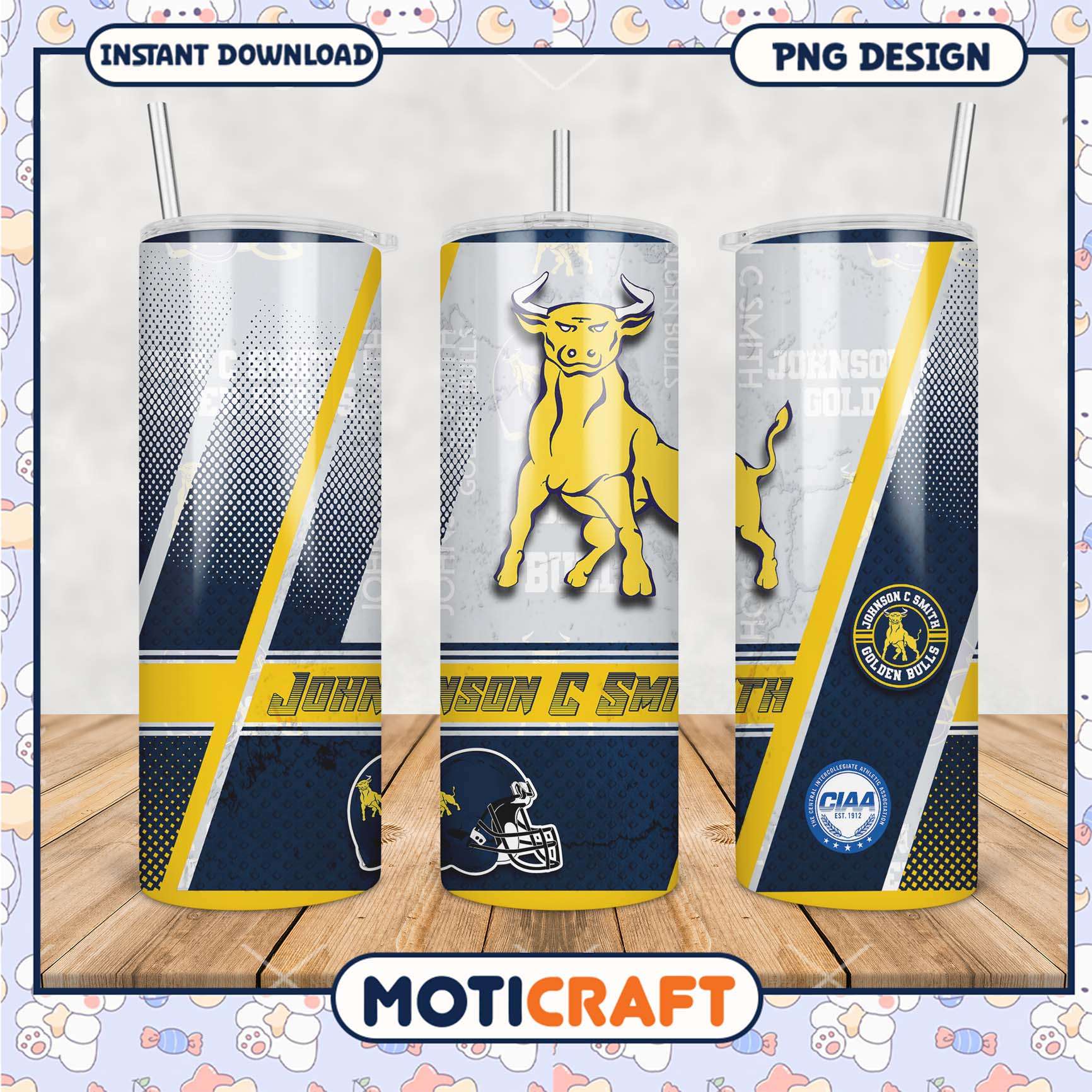 Johnson C Smith Golden Bulls Tumbler PNG Design Template Johnson C Smith Golden Bulls Tumbler PNG Design Template
