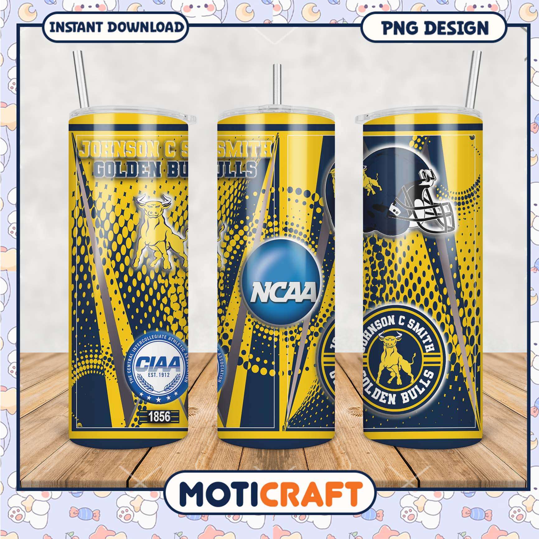 Johnson C Smith Golden Bulls Tumbler Design PNG File Johnson C Smith Golden Bulls Tumbler Design PNG File