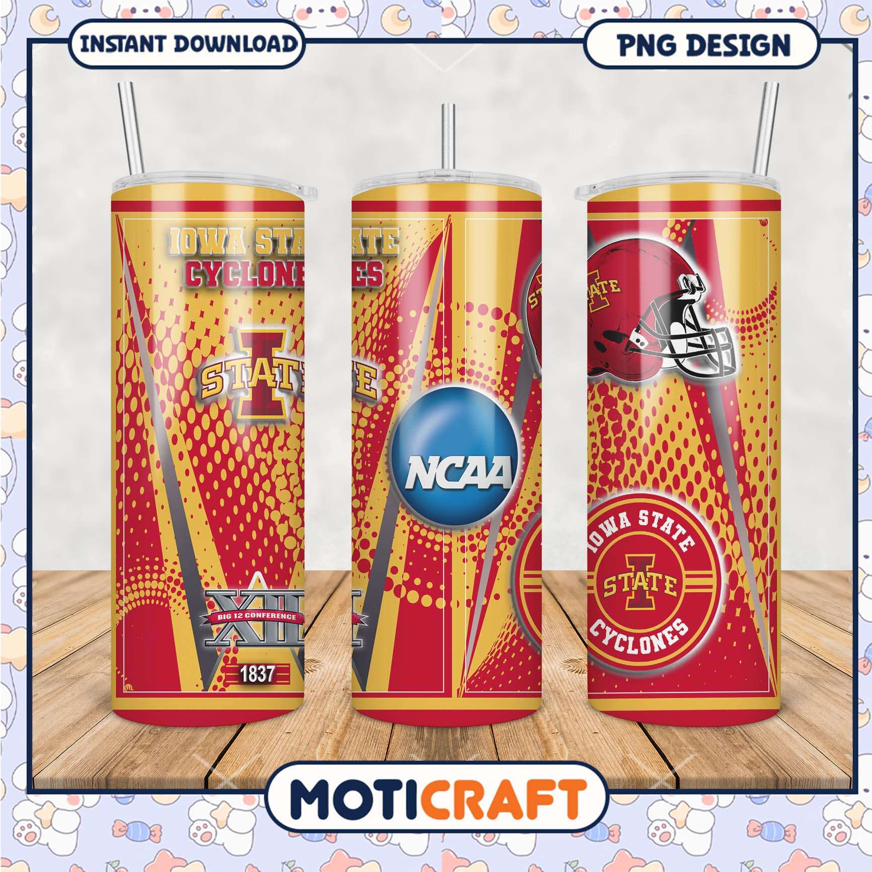 Iowa State Cyclones Tumbler Design NCAA Graphic PNG File Iowa State Cyclones Tumbler Design NCAA Graphic PNG File