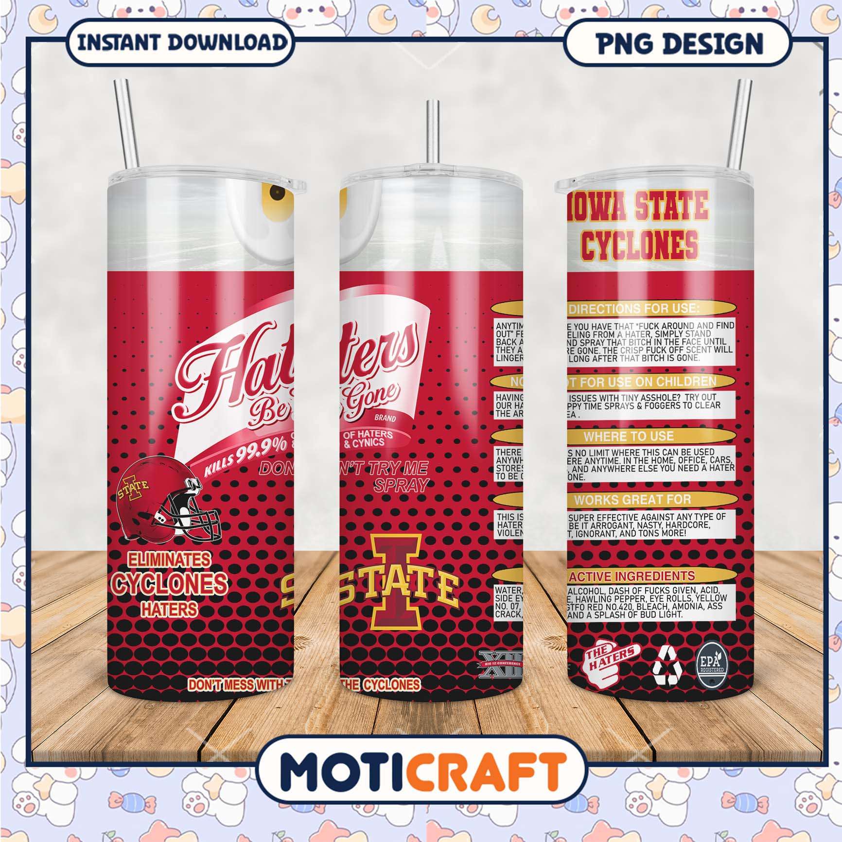 Iowa State Cyclones Haters Be Gone Tumbler PNG Design Iowa State Cyclones Haters Be Gone Tumbler PNG Design