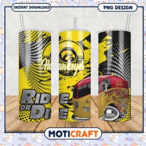 Iowa Hawkeyes Tumbler PNG Ride or Die Graphic Design