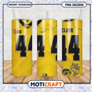 Iowa Hawkeyes Tumbler Design Featuring Clark Jersey Number 44