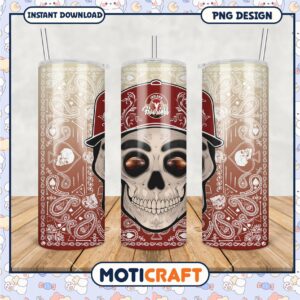 Indiana Hoosiers Skull Design Tumbler PNG for Fans