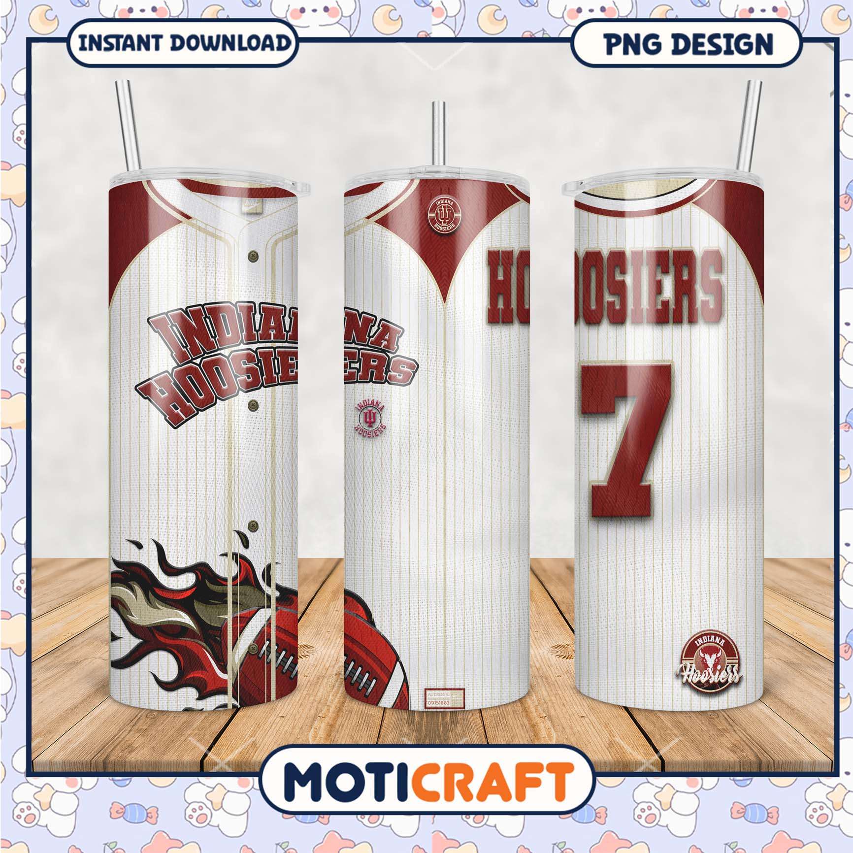 Indiana Hoosiers Football Tumbler PNG Design Template Indiana Hoosiers Football Tumbler PNG Design Template