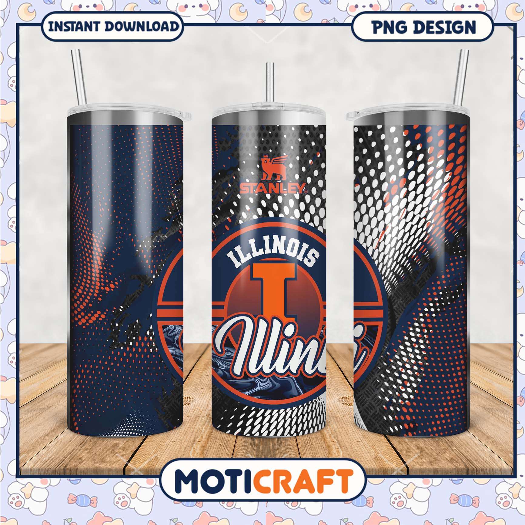 Illinois Illini Tumbler PNG Design for Fans and Collectors Illinois Illini Tumbler PNG Design for Fans and Collectors