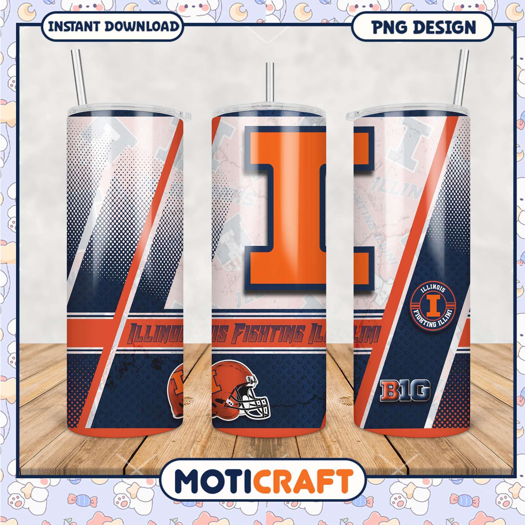 Illinois Fighting Illini Tumbler PNG Design for Fans Illinois Fighting Illini Tumbler PNG Design for Fans