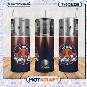 Illinois Fighting Illini Tumbler Design PNG for Fans