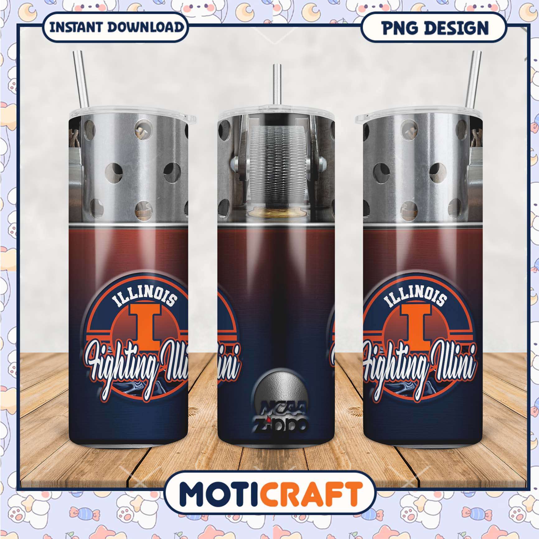 Illinois Fighting Illini Tumbler Design PNG for Fans Illinois Fighting Illini Tumbler Design PNG for Fans