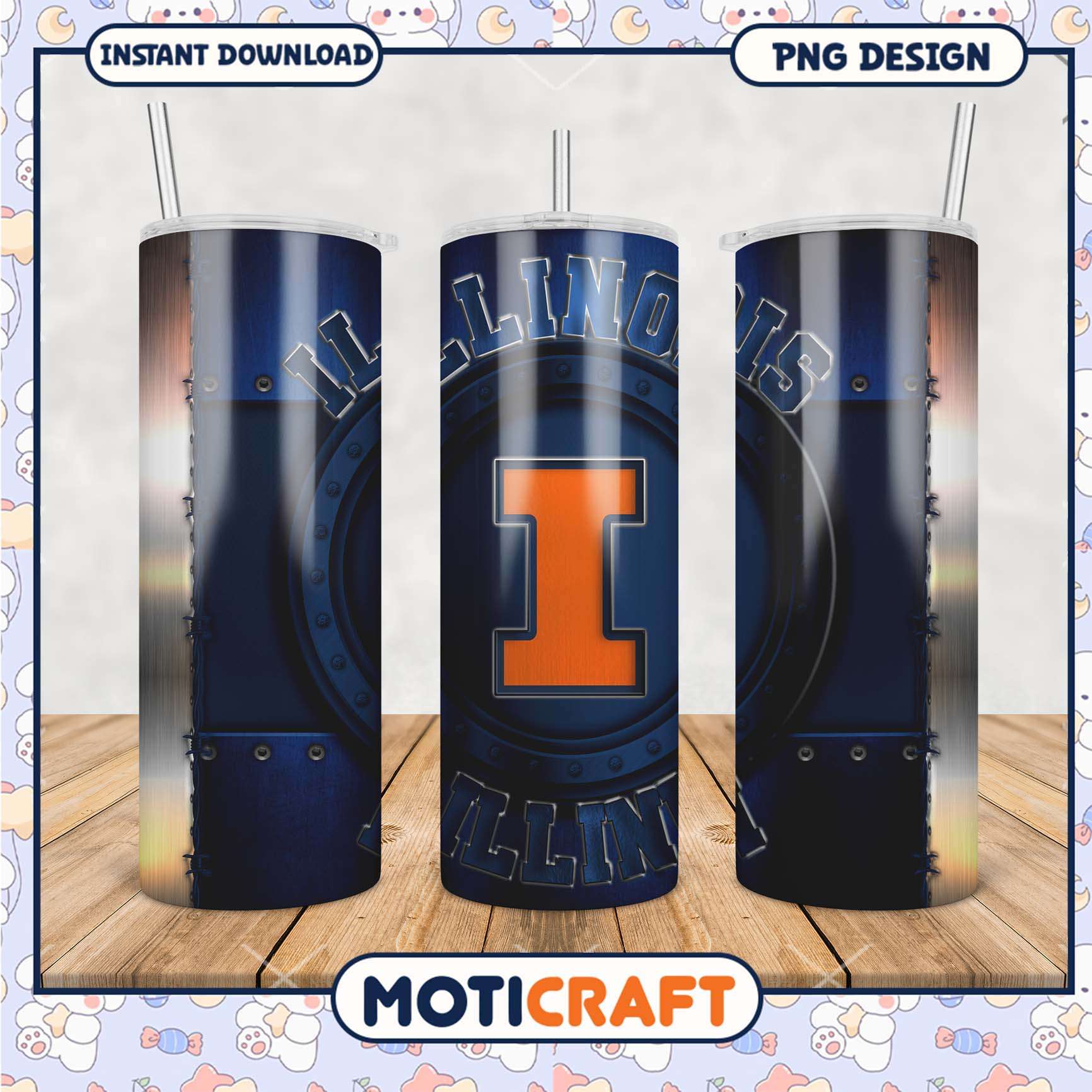 Illinois Fighting Illini Tumbler Design PNG Format Image Illinois Fighting Illini Tumbler Design PNG Format Image