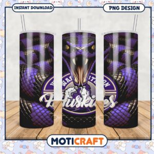 Huskies Tumbler Design Featuring Fierce Purple Snake Art