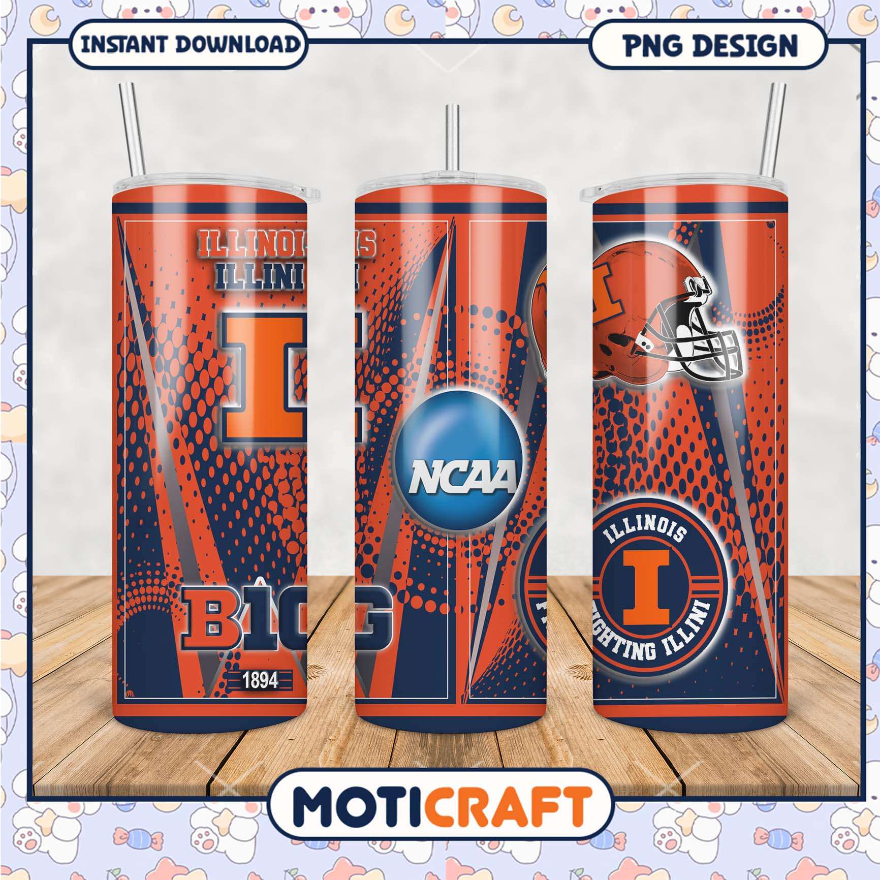 Illinois Fighting Illini NCAA Tumbler PNG Design Download Illinois Fighting Illini NCAA Tumbler PNG Design Download
