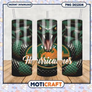 Hurricane Inspired Green Snake Design Tumbler PNG Image
