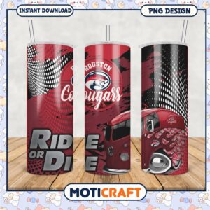 Houston Cougars Tumbler Ride or Die PNG Design for Fans