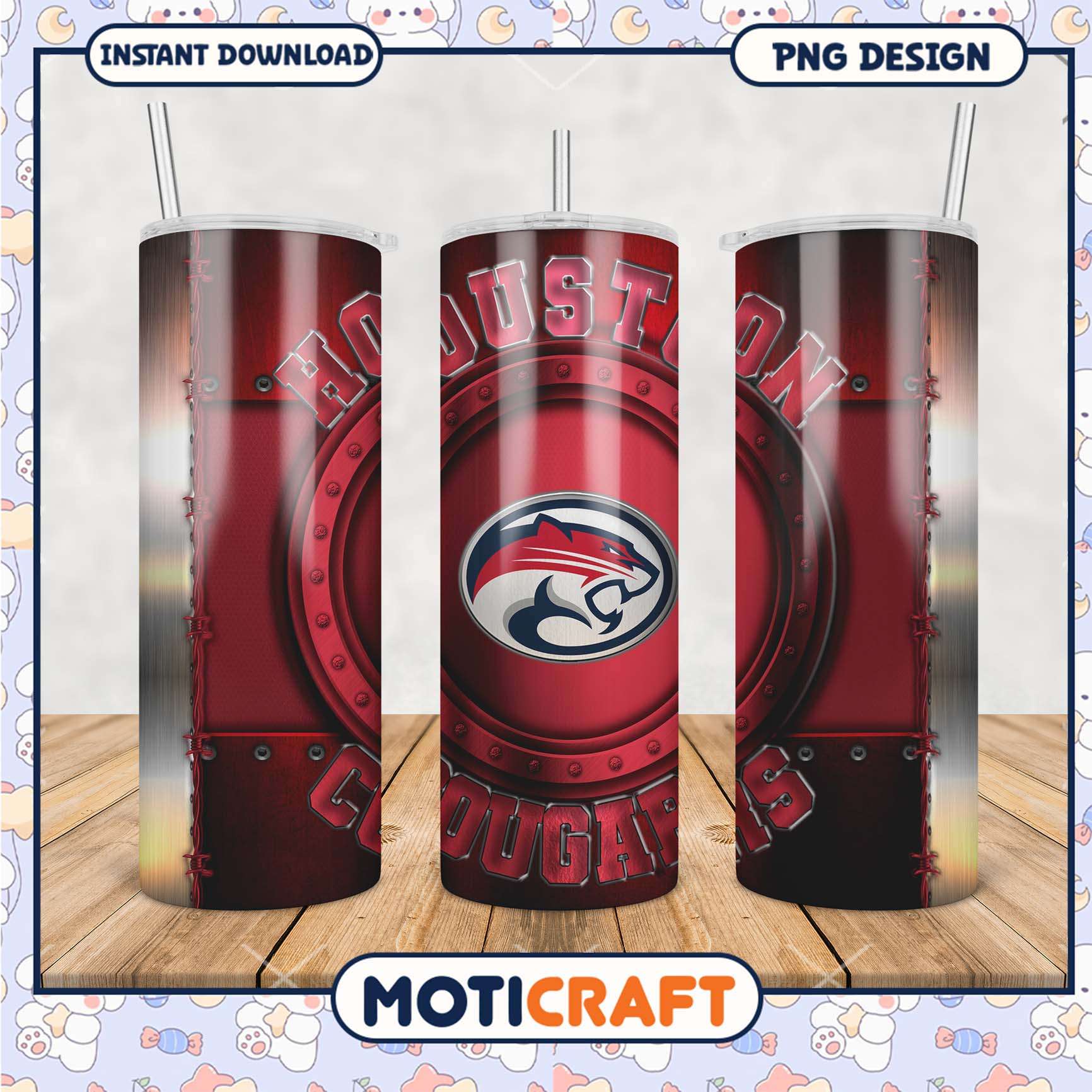Houston Cougars Tumbler PNG Design for Fans and Collectors Houston Cougars Tumbler PNG Design for Fans and Collectors