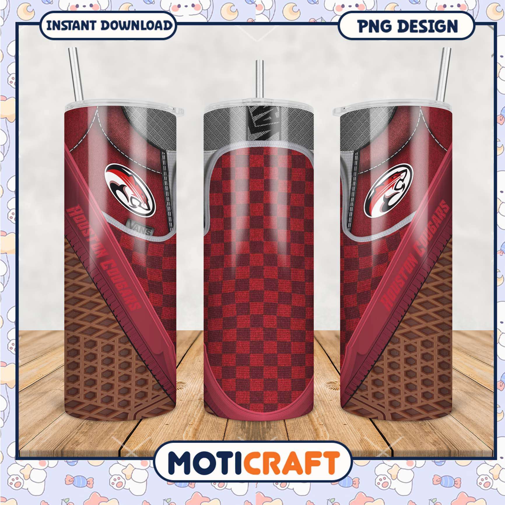 Houston Cougars Checkerboard Tumbler PNG Design File Houston Cougars Checkerboard Tumbler PNG Design File