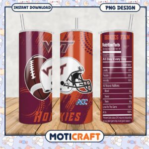 Hokies Fan Tumbler Design for Die Hard Football Fans PNG