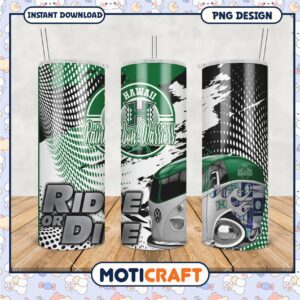Hawaii Rainbow Warriors Tumbler Design Ride or Die PNG