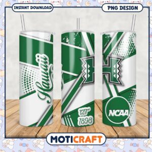 Hawaii NCAA Tumbler PNG Design Green and White Pattern