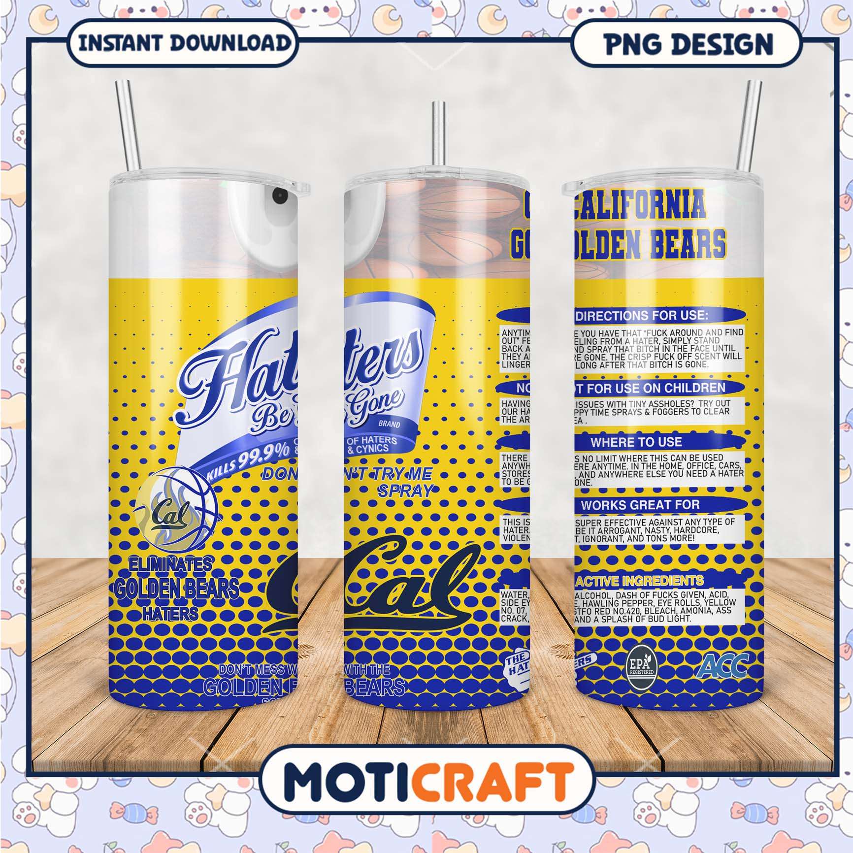 Haters Be Gone Tumbler PNG California Golden Bears Design Haters Be Gone Tumbler PNG California Golden Bears Design