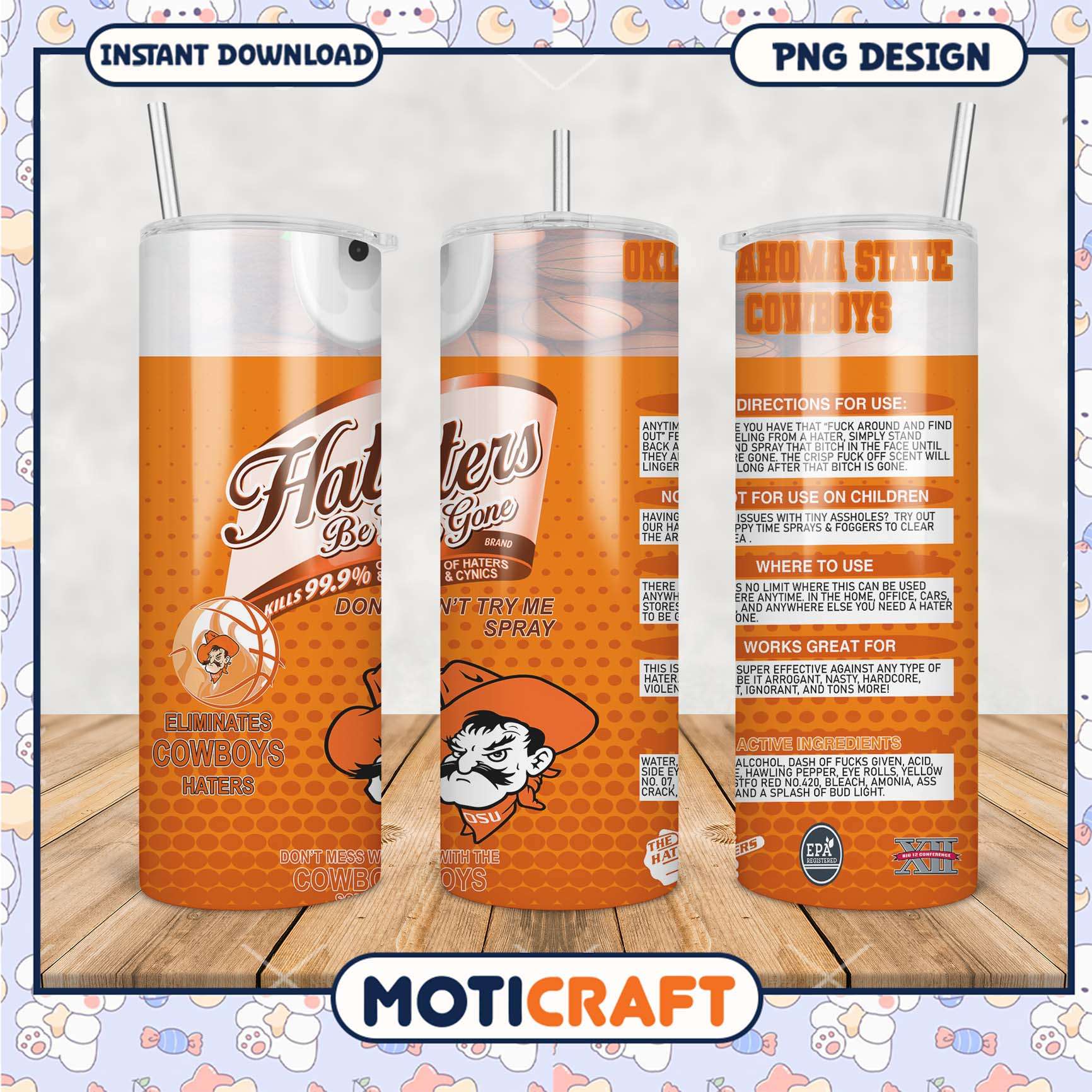 Haters Be Gone Tumbler Oklahoma State Cowboys Design PNG Haters Be Gone Tumbler Oklahoma State Cowboys Design PNG