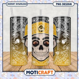 Grambling State Tigers Skull Tumbler Design PNG Clipart
