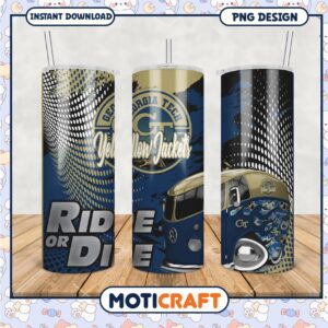 Georgia Tech Yellow Jackets Tumbler PNG Ride or Die Design