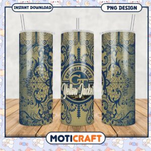 Georgia Tech Yellow Jackets Tumbler Design PNG File