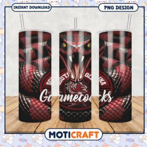 Gamecocks Tumbler Design with Bold Snake Graphic PNG