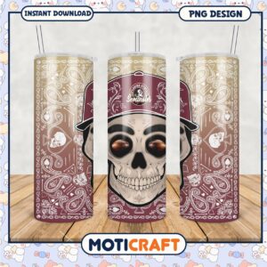 Florida State Seminoles Skull Tumbler PNG Design Art