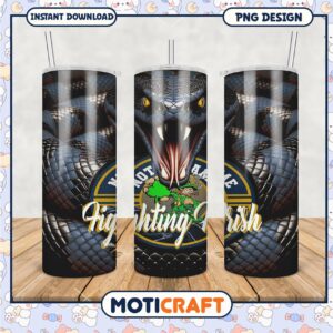 Fighting Irish Tumbler Design with Snake Graphic PNG File