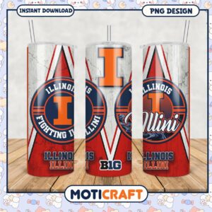 Fighting Illini Tumbler PNG Design for Illinois Fans