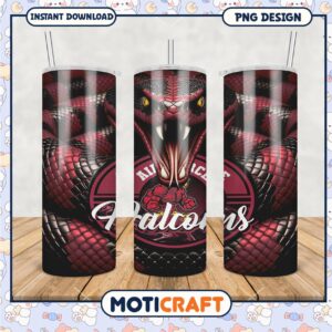 Falcons Tumbler PNG Design with Red Strike Snake Theme