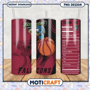 Falcons Basketball Fan Tumbler Design PNG Downloadable Art