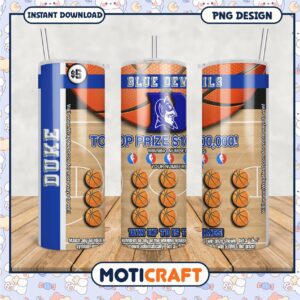 Duke Blue Devils Basketball Game Tumbler Design PNG File