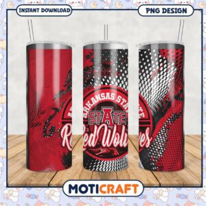 Arkansas State Red Wolves Tumbler PNG Design Template